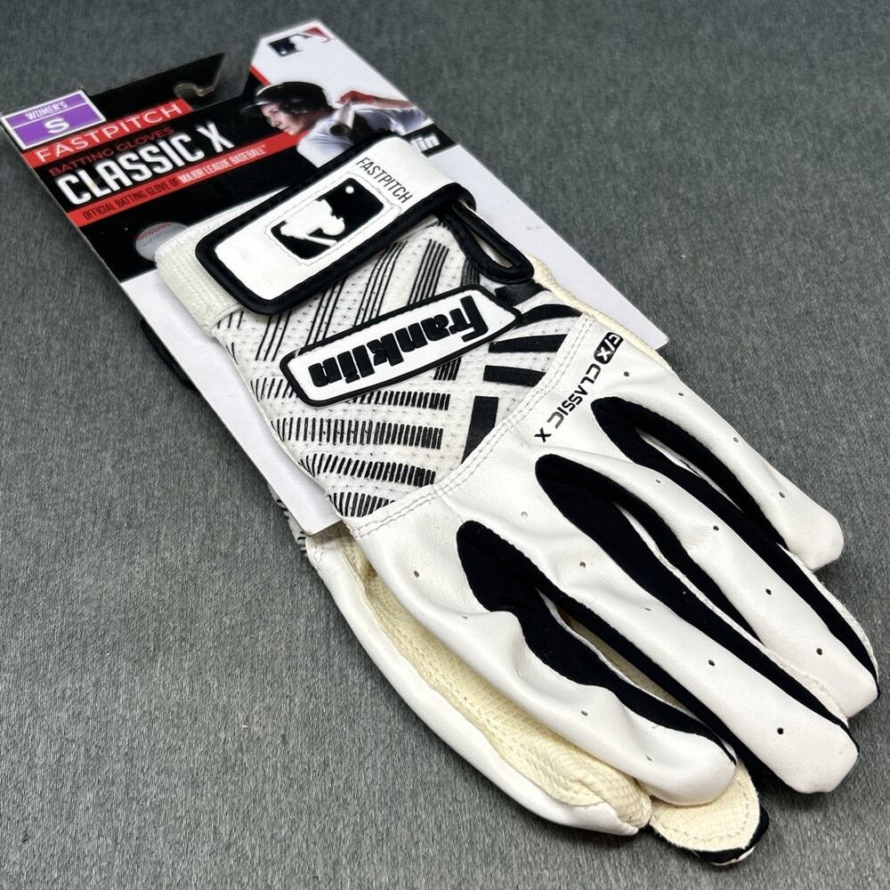New Franklin Classic X Fastpitch Batting Gloves Women's Small White Black READ
